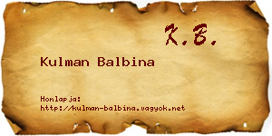 Kulman Balbina névjegykártya